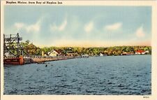 Naples Maine Bay Inn Vintage Linen Postcard Cancel Cancel 1c Stamp WOB Vintage picture