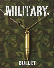Military - Gold plated pewter bullet pendant on a gold chain [MBGP] picture