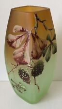 Antique Moser Mont Joye Gooseberry Floral Enamel Painted Glass Miniature Vase picture