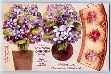 Tuck Postcard The Window Garden Flowers Directions Oilette c1910s Posted Antique picture