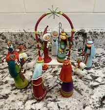 Chalkware Plaster Christmas Nativity Set Manger Figurines Whimsical Retail 180 picture