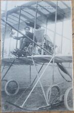 French Aviation 1908 Postcard, Roger Sommer in Airplane Biplane Henry Farman picture