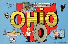 Ohio OH Greetings From Large Letter 16373-C.M.24 Linen Postcard picture