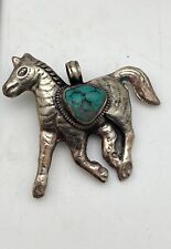 Horse pendant,tibetan silver, handcrafted, turquoise, animal lover,Himalayan picture