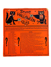 vtg Halloween Luhrs Stunt Quiz Dial Wheel Game owl FUN black cat picture