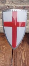 Medieval Red Cross Templar Heater Shield 18G Steel LARP Battle Warrior Shield picture