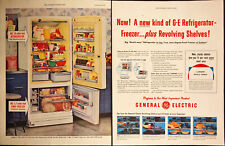 1955 General Electric Refrigirator Freezer 2 PAGE Vintage Print Ad Open Stocked picture