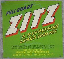 1930‘s~Soda Label~Zitz a Refreshing Lemon Soda Mix~General Food Oakland, CA picture