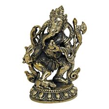 Tibet Lord Ganesha Nritya Ganapati Dancing Ganesh Hindu Idol Brass Statue #34 picture