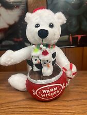 Gemmy Christmas Animated Singing Polar Bear With Penguin Trio In Cup Plush Toy picture