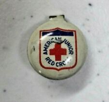 Vtg Small American Junior Red Cross Fold Tab Button 9836 picture