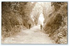 1913 Station Lane Boy Bicycle Norfolk Brundall England RPPC Photo Postcard picture
