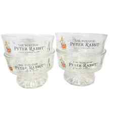 Set of 4 Vtg Peter Rabbit Frederick Warne & Co Glass Pedestal Dessert Bowls 2000 picture
