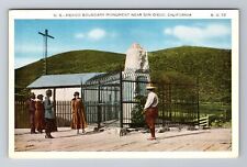 San Diego CA-California, US Mexico Boundary Monument, Vintage Souvenir Postcard picture