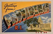 Postcard Greetings from Providence R.I. large letter linen Rhode Island F21 picture