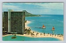 Honolulu HI-Hawaii, Hilton Hawaiian Village, Antique, Vintage c1980 Postcard picture