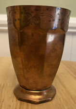 Antique Hand Made Solid Copper Vase Cup Etched Designs Very Rare picture