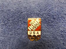 VINTAGE U.S.A. OLYMPIC RINGS HOME DEPOT SPONSOR GOLD TONE ENAMEL HAT/LAPEL PIN picture
