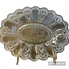 EAPG Circa Early 1900s Jewel & Dewdrop Oval Glass Platter OUR DAILY BREAD Flaw  picture