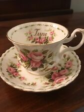 Royal Albert Bone China Teacup & Saucer Flower of the Month Roses June Excellent picture