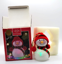 Lenox Color Changing Wonderball Snowman Red Knit Hat Light Up Ornament 862384 picture