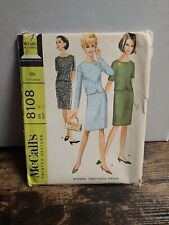 1965 McCalls Printed Patterns #8108 Misses' Two Piece Dress Size 16 Bust 36 picture