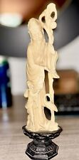 Vintage Chinese Immortal God of Longevity Shou Lao Hand Carved Statue 14.5