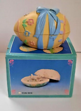 Vintage Easter Egg Two Piece 3 D Hand Painted Sweet Bunnies Inside Pre-owned  picture