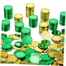 300 Packs St. Patrick's Day Plastic Coins Shamrock Clover Coins Green and Gold  picture