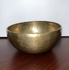 Large Vintage Tibetan Singing Bowl Collectible Solid Hammered Brass F# 8 in Diam picture