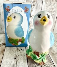 NIB Hand Painted Blue Bird Pie Bird~Steam Vent Pie Vent Funnel~NEW Original Box picture