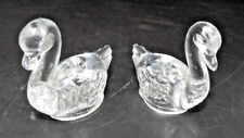 2 Vintage Small Crystal Swan Mini Candle Holders 2 1/2