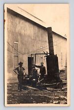 RPPC Man & Boy Child Laboror Worker Steam Channeler Equipment Postcard picture