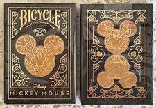1 DECK Bicycle Disney Mickey Mouse black-gold playing cards USA SELLER 40f1 picture