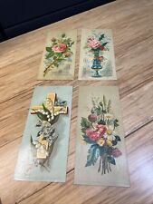 Antique Lot of 4 1880's Chromolithograph Victorian Trading Cards Floral  KG JD picture