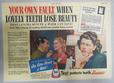 Teel Liquid Dentifrice Ad: Don't Lose Tooth Beauty 1944 Size: 11 x 15 Inches picture