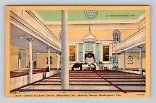 Alexandria VA-Virginia, Interior of Christ Church, Antique Vintage Postcard picture