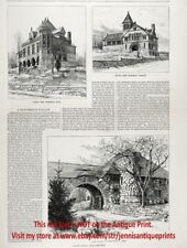 Massachusetts North Easton Ames Buildings, Large 1880s Antique Print & Article picture