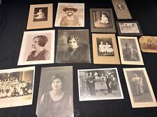 Antique Lot Of 14 Photos Portraits 1880s-1920s Groups Kids Men Women Mixture Mix picture
