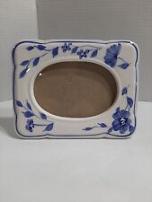 Vintage Blue And White  Eramic Floral Picture Frame picture