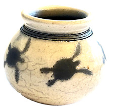 SIGNED Christopher Matti SEA TURTLE Art Pottery Raku Fired Vase Maui Hawaii picture