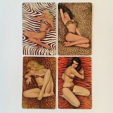 (4) single AL MOORE playing cards-VINTAGE 1947-esquire PIN UP JUNGLE GIRL series picture