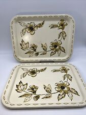 Gorgeous Mid Century 8pc Modern Flower Design Tin Cocktail, Lap or Luncheon Tray picture