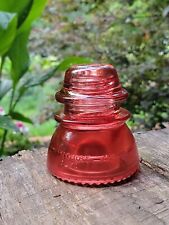 Glass Insulator Bright Red Hemingray 42  Stained Decorative Glass Ships Fast picture