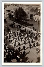 RPPC Parade & Marching Band Classic Cars US Flag VINTAGE Postcard AZO 1918-1930 picture