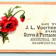 c1880s Baldwinsville NY J.L. Voorhees Stoves Furnace Implements Trade Card C18 picture