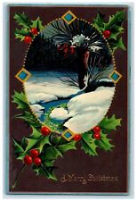 c1910's Christmas Holly Berries Winter Gel Carlisle Pennsylvania PA Postcard picture