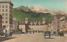 LP35 Pike's Peak Ave Antlers Hotel Colorado 1937 Hand Colored Albertype Postcard picture