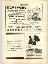 1936 PAPER AD Bar Zim Toy Co Popeye The Juggler Scrappy Toys Lambskin Animals picture