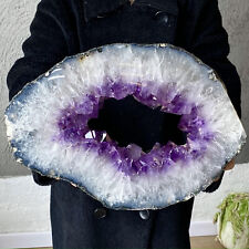 10.84LB  Natural Amethyst Cave Crystal Slice Crescent shaped Hand Cut Repai picture